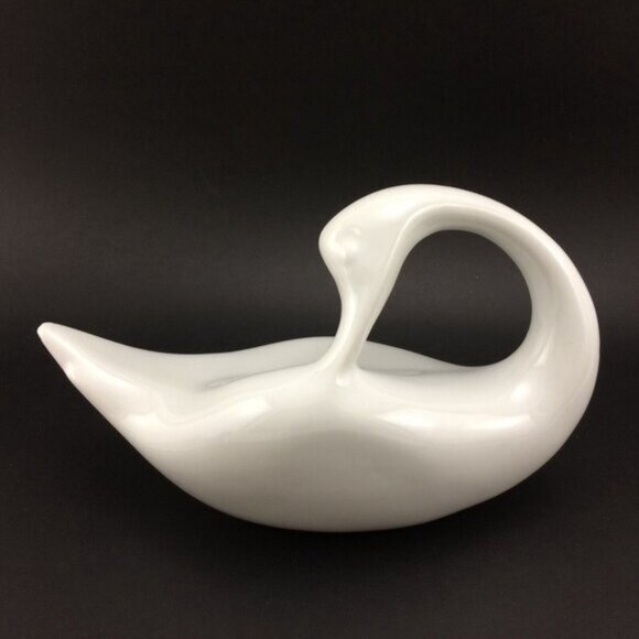 Vintage Naaman Porcelain Swan Figurine Made in Israel White Israeli - Picture 1 of 16